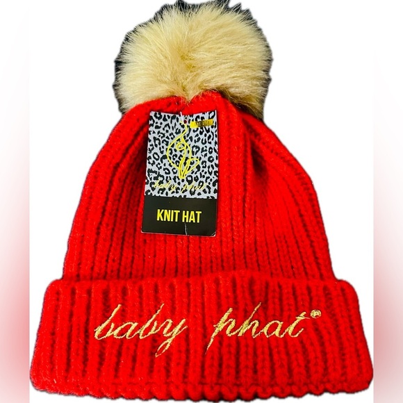 Baby Phat Accessories - Baby phat knit hat red & gold NWT